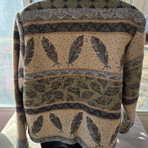 Vintage Nomadic Trader Wool Coat Womens Size Medium Native Style Feather Button - Picture 3 of 10